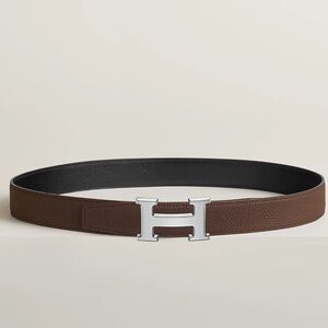Hermes H Belt buckle & Reversible Brown/Black leather strap 32 mm size 115